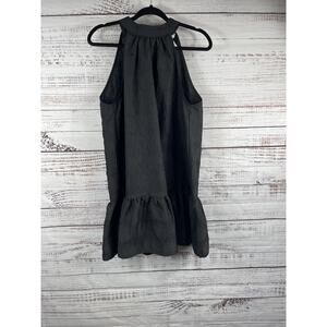 H&M Dress Women's Large Black Polka Dot Halter Bow Tie Shift Ruffle Hem